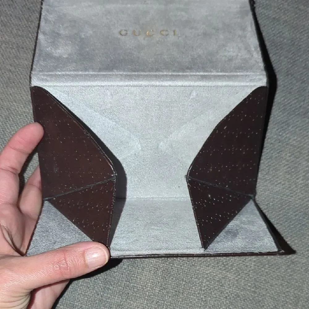 Gucci Dark Brown Embossed Sunglass Case